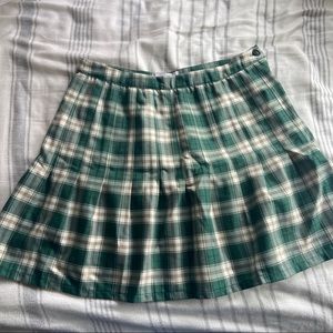 Urban Outfitters Green Plaid Pleated Skirt
